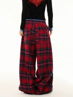 Plaid Wide-Leg Drawstring Lounge Pants 5