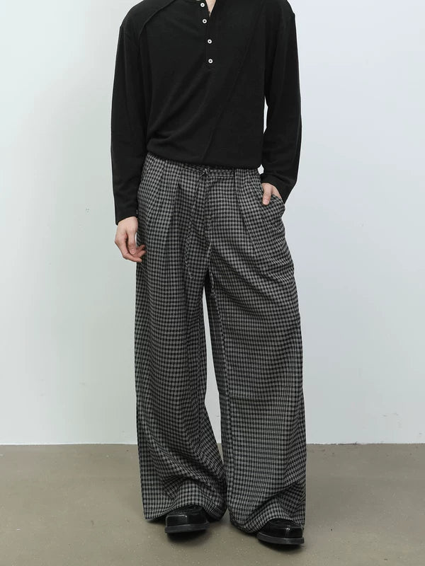Plaid Wide Leg Drawstring Relaxed Pants 5