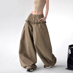 6020365184448,6020365184449,6020365184450,6020365184451, Plaid Wide Leg Patchwork Casual Pants