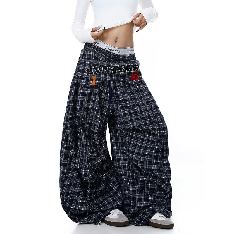 Plaid Wide Leg Pleated Dance Pants 2
