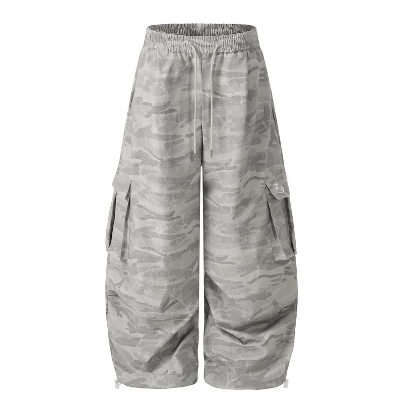 6012337096734,6012337096735,6012337096736,6012337096737, Pleated Camo Wide Leg Cargo Pants