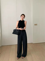 Pleated High-Waist Wide-Leg Dress Pants 4
