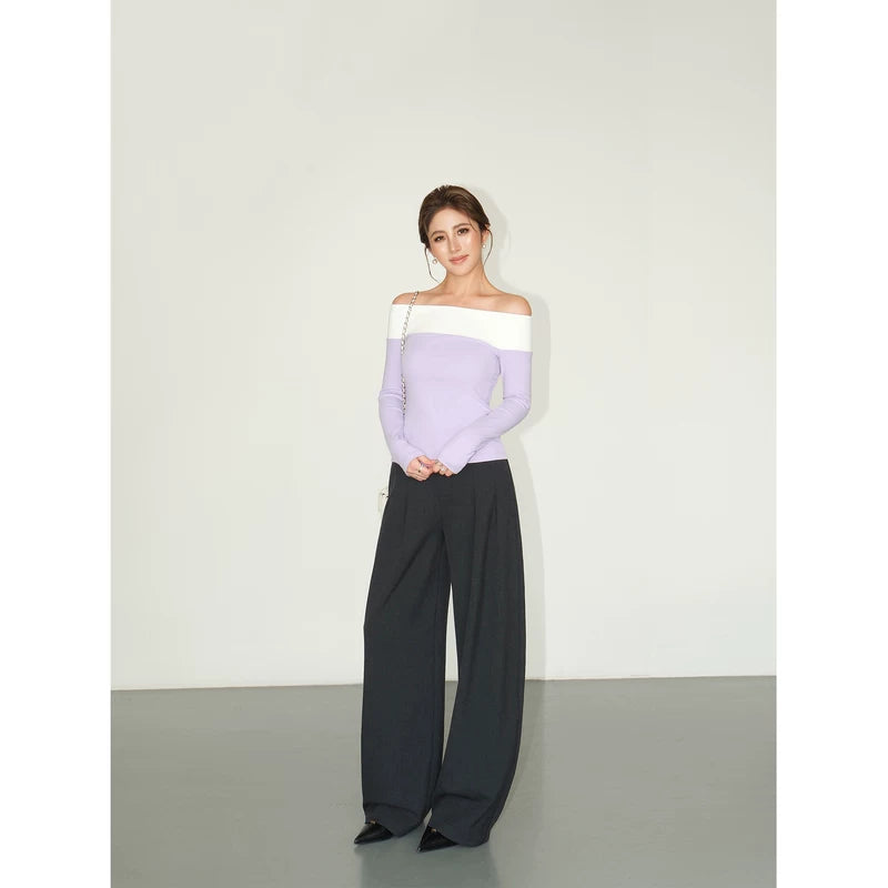 6026679816203,6026679816204,6026679816205, Pleated High-Waist Wide-Leg Dress Pants