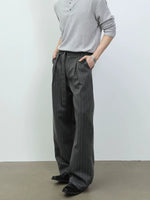 Pleated Pinstripe Wide-Leg Casual Pants 3