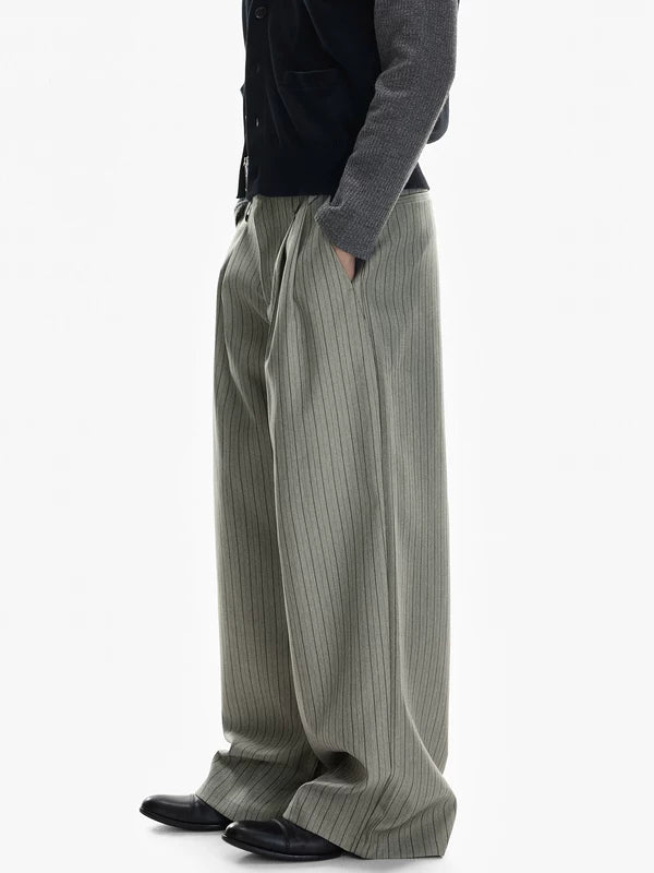 Pleated Pinstripe Wide Leg Dress Pants 4