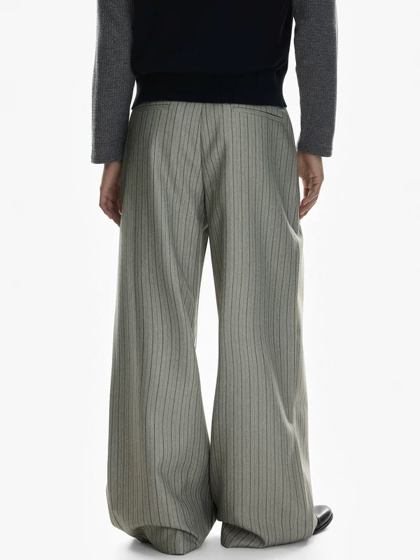 Pleated Pinstripe Wide Leg Dress Pants 5