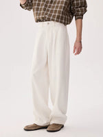 Pleated Wide-Leg Curved Denim Pants 3