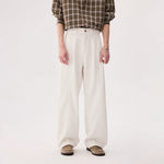 6190111102314,6190111102315,6190111102316,6190111102317, Pleated Wide-Leg Curved Denim Pants