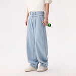 6190181522755,6190181522756,6190181522757,6190181522758, Pleated Wide-Leg Curved Denim Pants