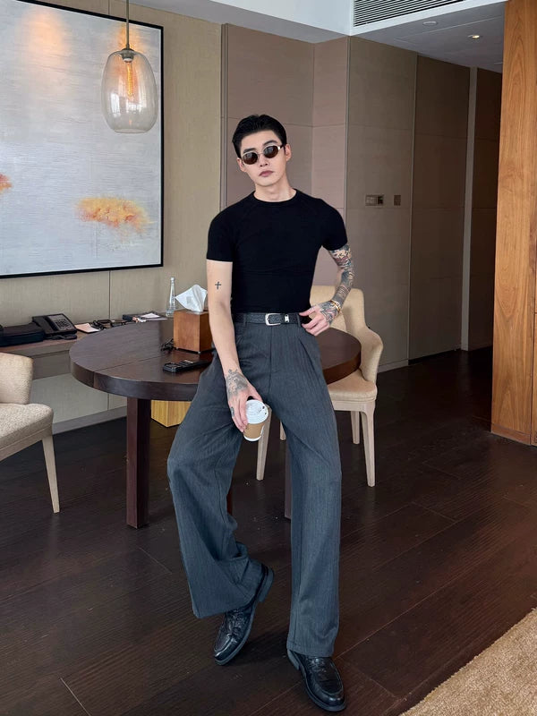 Pleated Wide Leg Straight Fit Dress Pants 2