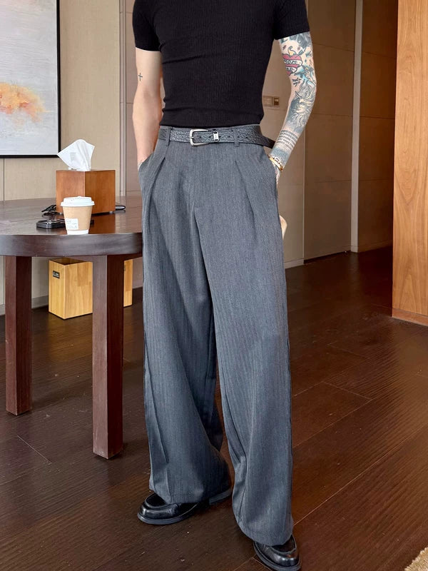 Pleated Wide Leg Straight Fit Dress Pants 3