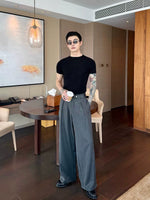 Pleated Wide Leg Straight Fit Dress Pants 5