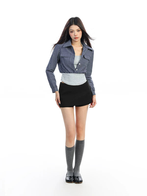 Polka Dot Faux Two-Piece Polo Shirt 4