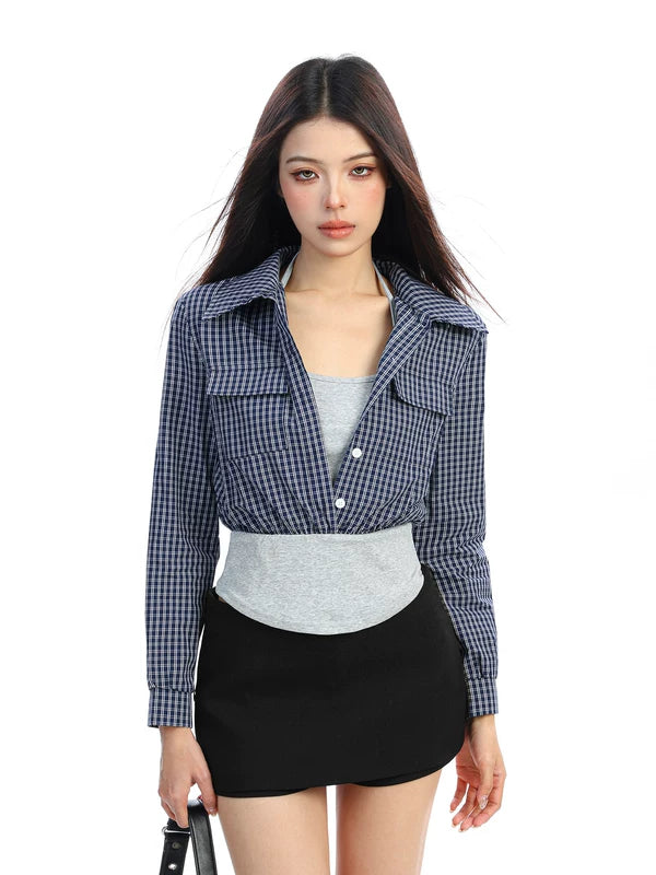 6028593788630,6028593788631,6028593788632, Polka Dot Faux Two-Piece Polo Shirt