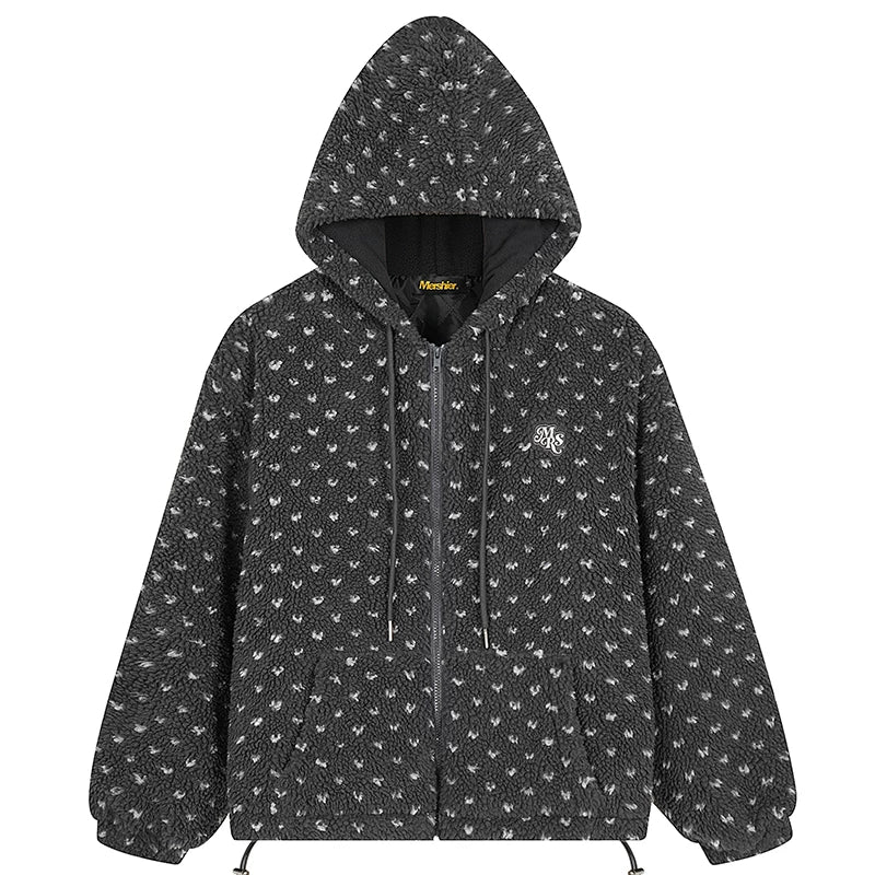 Polka Dot Fleece Zip-Up Hooded Jacket 5
