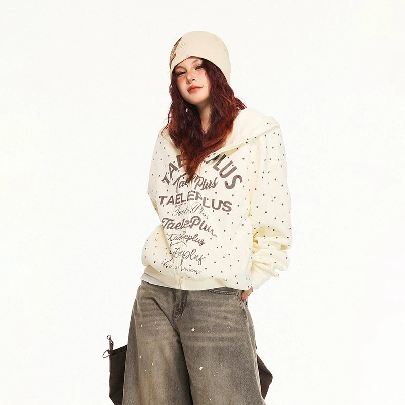 Polka Dot Graphic Hooded Pullover Sweatshirt 2