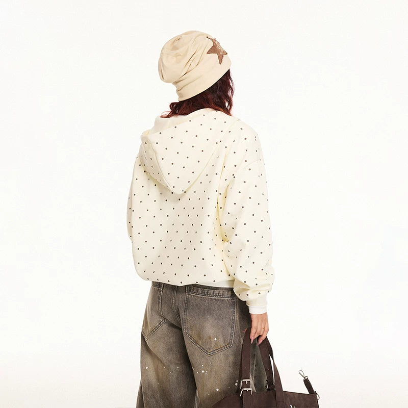 Polka Dot Graphic Hooded Pullover Sweatshirt 3