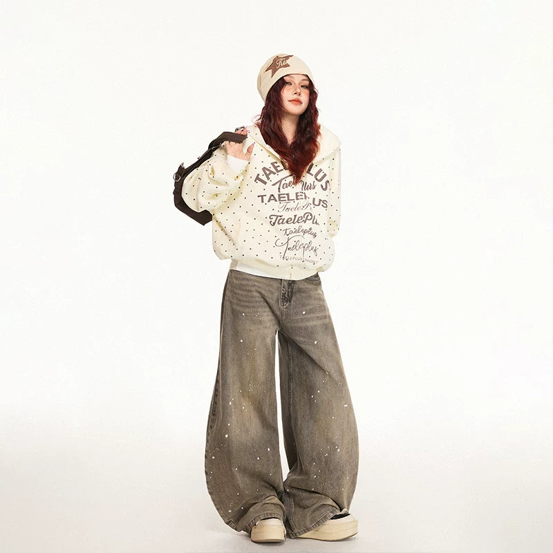 Polka Dot Graphic Hooded Pullover Sweatshirt 4