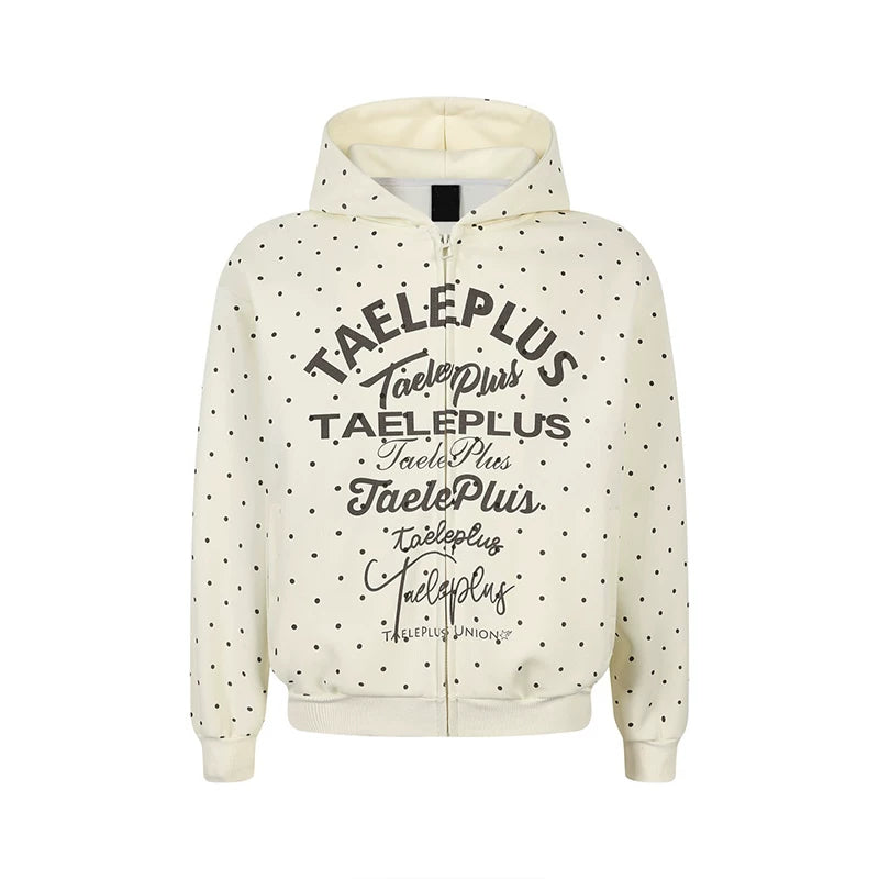 Polka Dot Graphic Hooded Pullover Sweatshirt 5