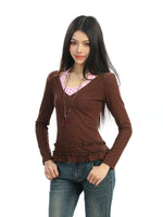 Polka Dot Halter Layered Ruffle Pullover 2