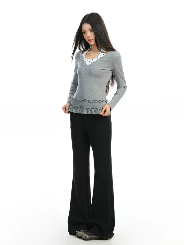 Polka Dot Halter Layered Ruffle Pullover 3