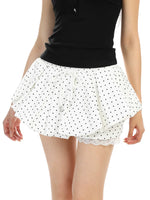 ,6028051920421,6028051920422,6028051920423, Polka Dot Lace Trim Ruffled Mini Skirt