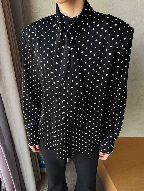 6021710893707,6021710893708,6021710893709, Polka Dot Long Sleeve Button Up Shirt