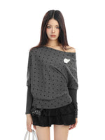 Polka Dot Off-Shoulder Long Sleeve Top 5