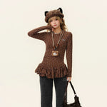 Polka Dot Peplum Long-Sleeve T-Shirt 4