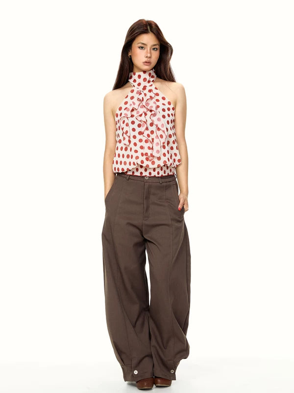 Polka Dot Ruffle Halter Tank Top 5