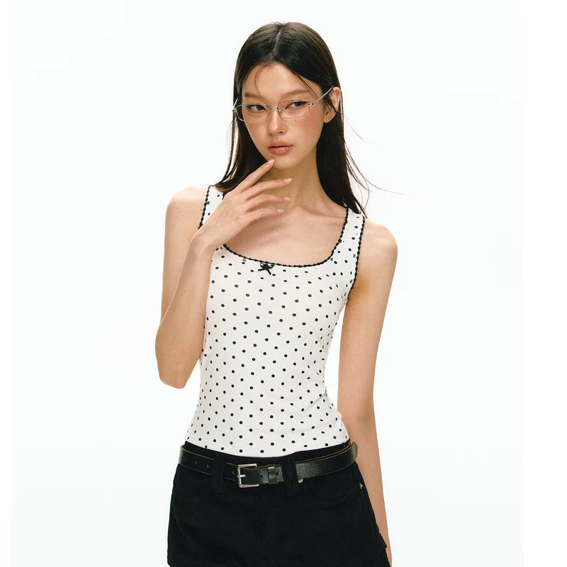 6035021332325,6035021332326,6035021332327,6035021332328, Polka Dot Scoop Neck Tank Top