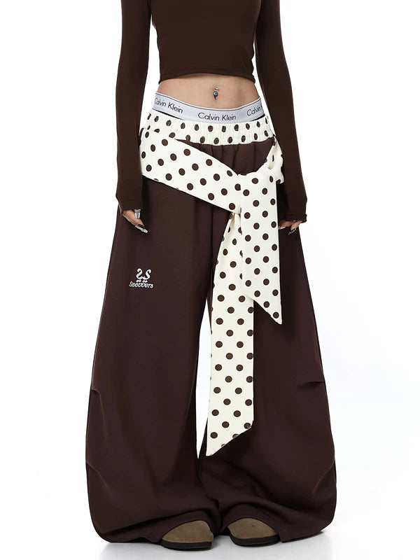 Polka Dot Tie-Waist Wide Leg Pants 5