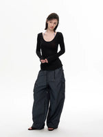 Polka Dot Wide Leg Cargo Pants 2