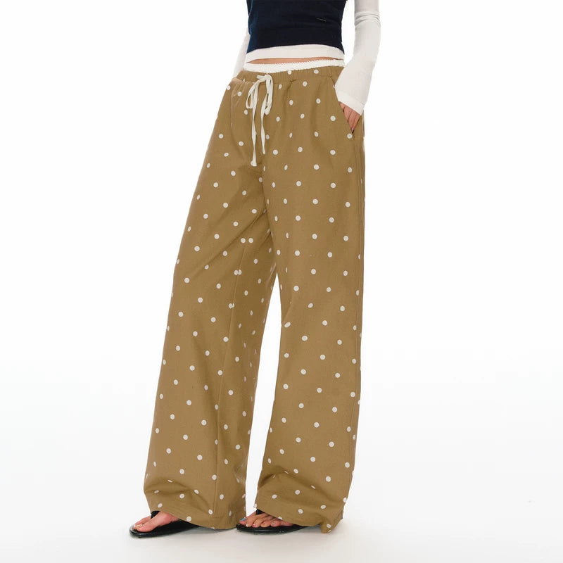 6034935996712,6034935996713,6034935996714,6034935996715, Polka Dot Wide Leg Casual Pants