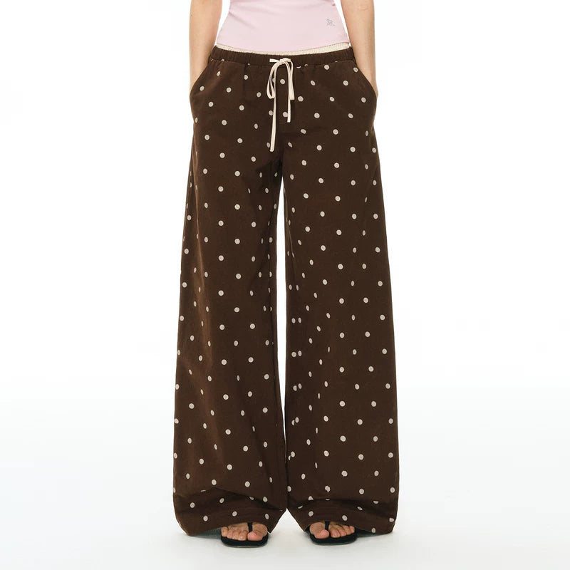 6034935996724,6034935996725,6034935996726,6034935996727, Polka Dot Wide Leg Casual Pants