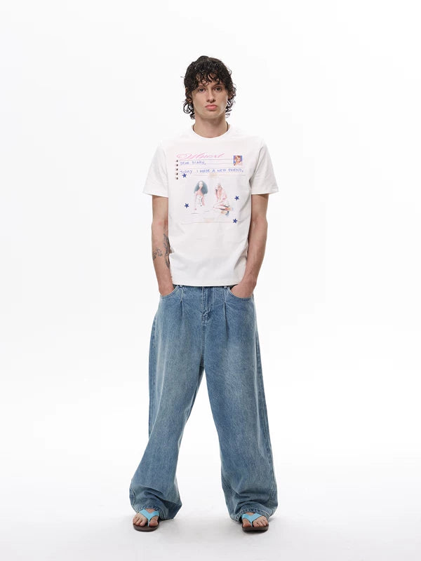 Polka Dot Wide Leg Denim Pants 2