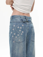 Polka Dot Wide Leg Denim Pants 4