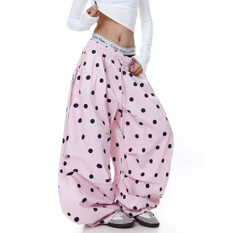 Polka Dot Wide Leg Paratrooper Pants 2