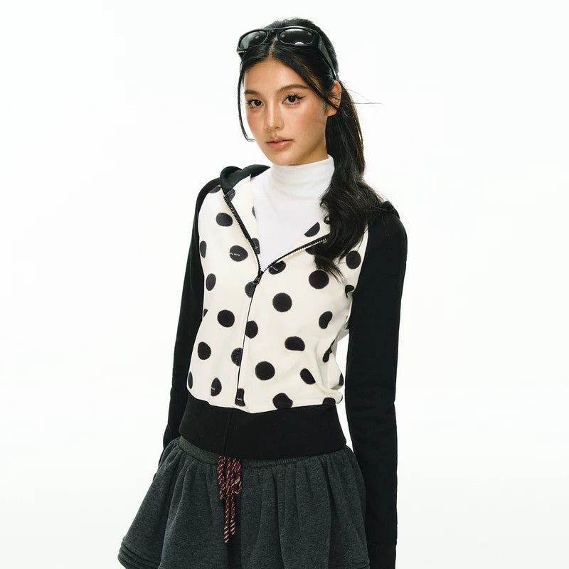 ,1627207:7508621,6006297541098,1627207:7508621,6006297541097,1627207:7508621,6006297541099,1627207:7508621,6006297541096,6006297541098,6006297541097,6006297541099,6006297541096, Polka Dot Zip Up Hooded Cardigan