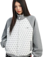 Polka Dot Zip-Up Stand Collar Jacket 5