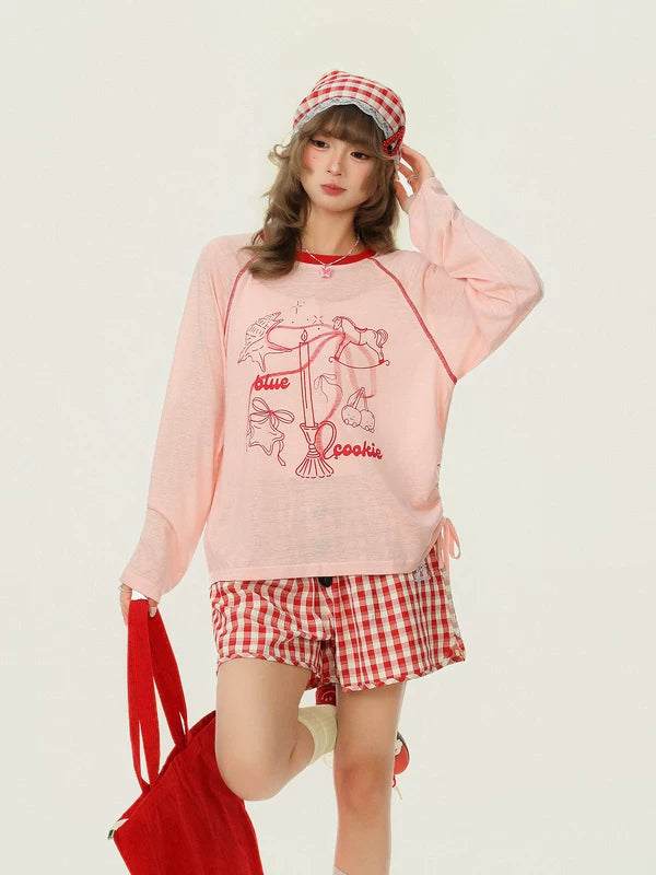 Pony Print Sheer Long Sleeve Pullover 4