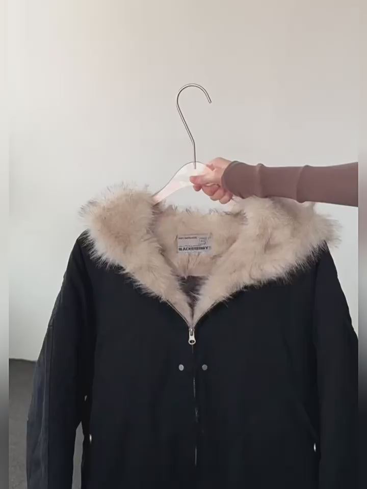 Sahte Kürk Kapüşonlu Yalıtımlı Günlük Ceket 