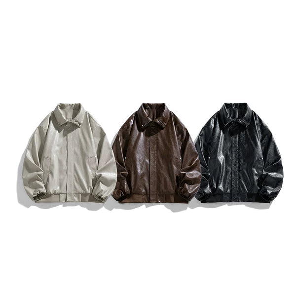 PU Leather Loose Fit Motorcycle Jacket 4