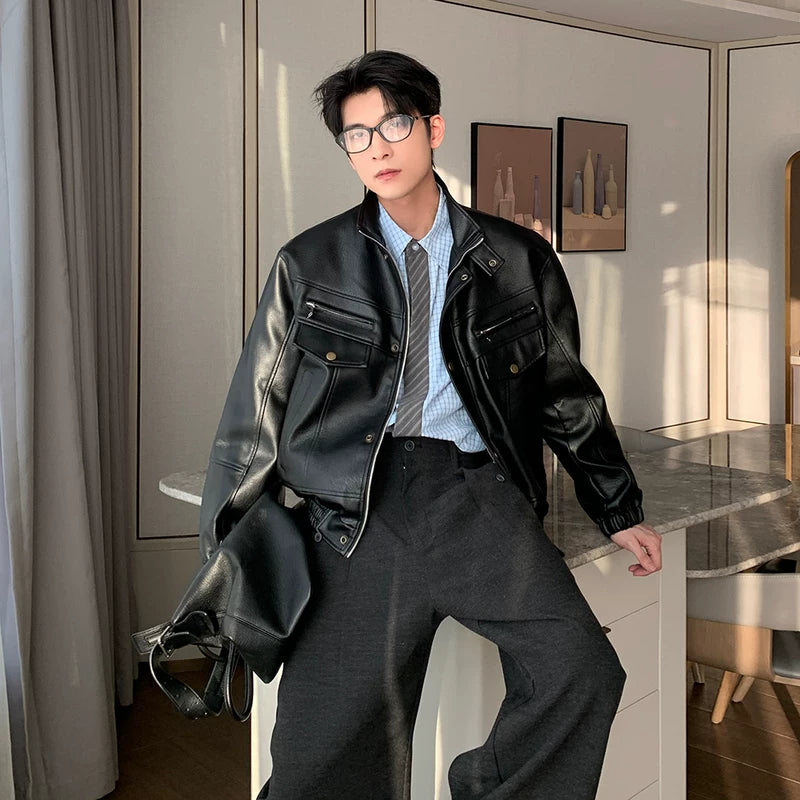 6195828110639,6195828110640,6195828110641, PU Leather Motorcycle Jacket