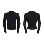 6141490179656,6141490179657,6141490179658,6141490179659, PU Leather Patchwork Long Sleeve Pullover