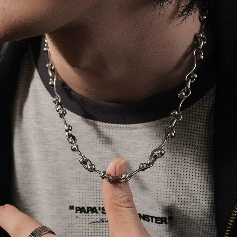 Punk S-Shaped Titanium Steel Chain Necklace 2