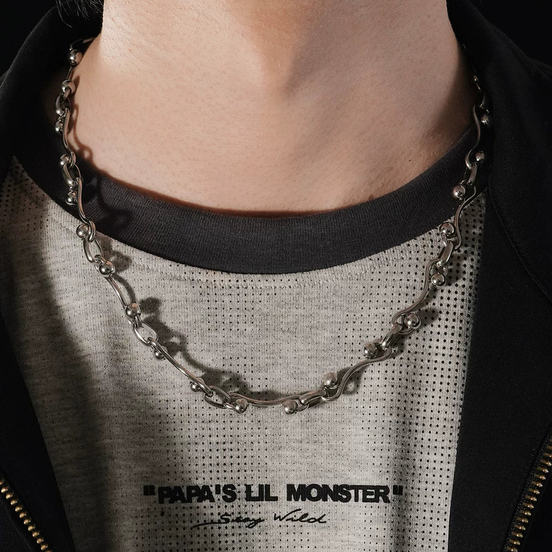 Punk S-Shaped Titanium Steel Chain Necklace 4