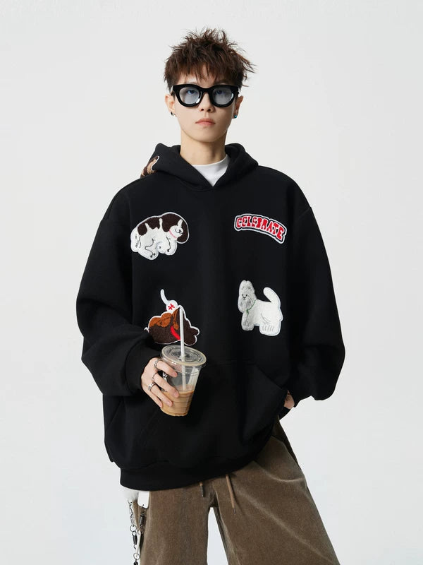 Puppy Embroidered Heavyweight Hooded Sweatshirt 4