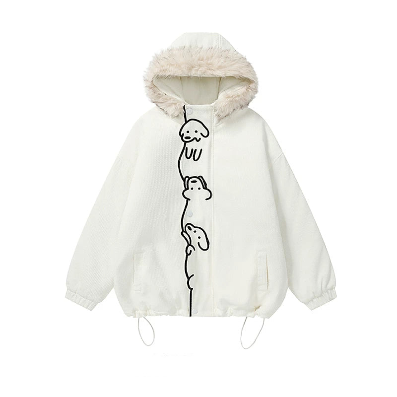 1627207:28320,5964028196218,1627207:28320,5964028196217,1627207:28320,5964028196220,1627207:28320,5964028196219,5964028196218,5964028196217,5964028196220,5964028196219, Puppy Embroidered Hooded Fur Collar Coat