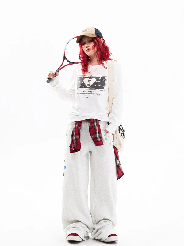 Puppy Print Long Sleeve Graphic T-Shirt 5